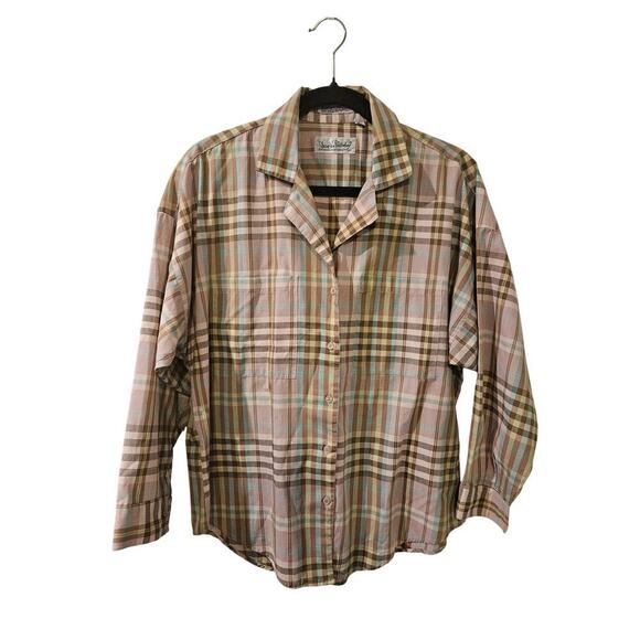 Diane Von Furstenberg Vintage Y2K‎ DVF Purple Plaid Button Up Blouse Size 10 Med - Picture 1 of 6